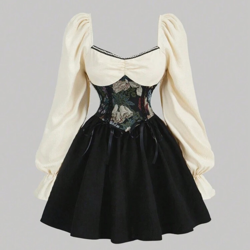 Elegant Black and Cream Dress